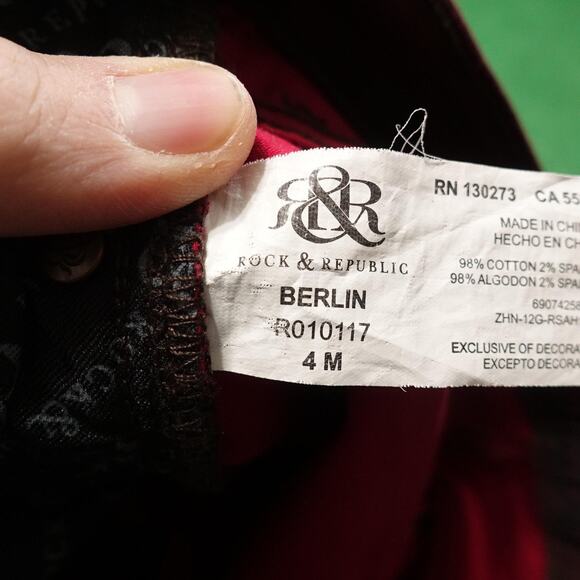 Rock & Republic Berlin Jeans Womens 4 Burgundy Coated Skinny Pants 28x31 - Picture 8 of 10